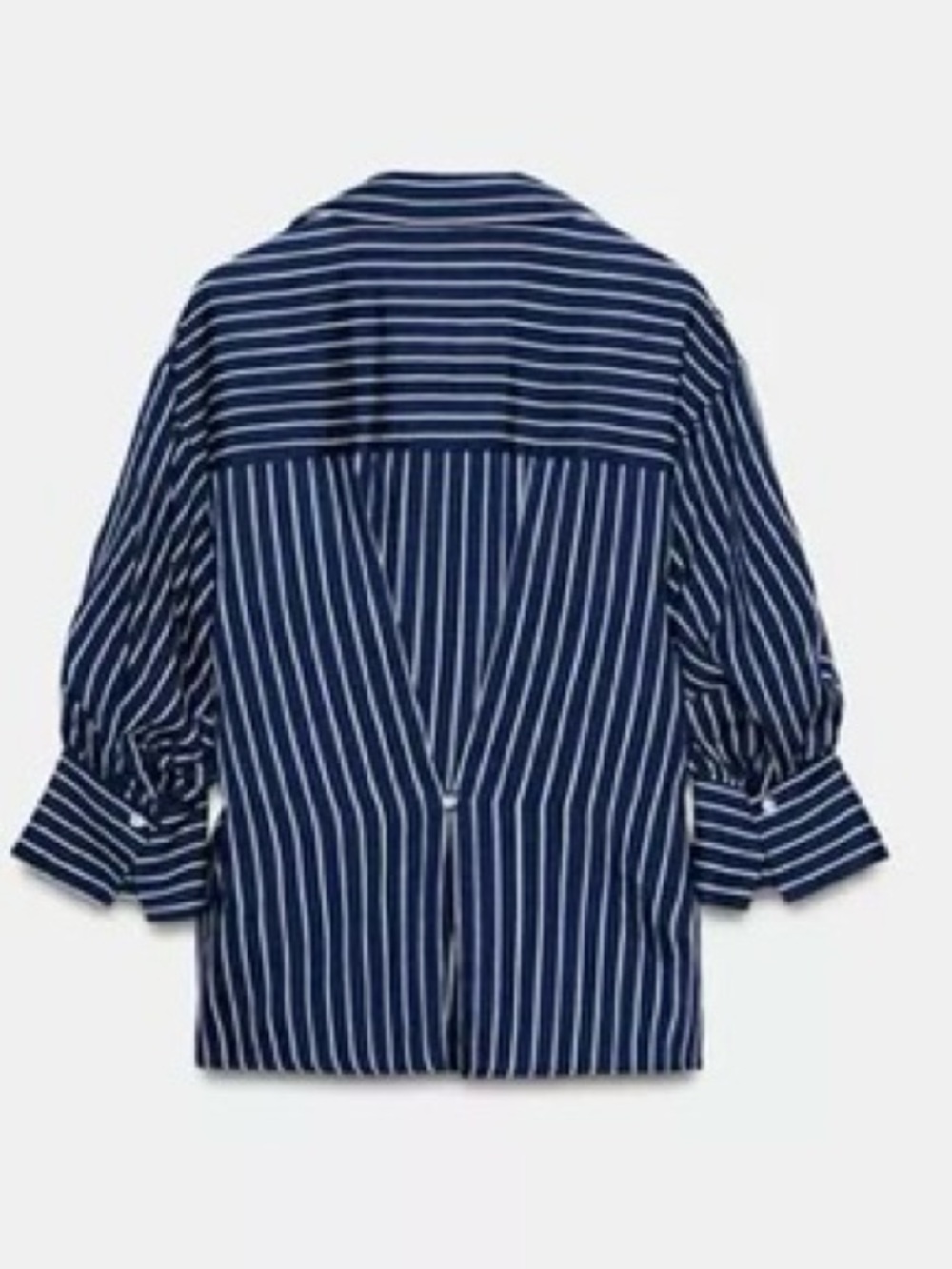 ZARA  Navy and White Striped Button-Back Shirt